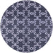 Round Machine Washable Industrial Modern Dark Blue Grey Blue Rug, wshurb815