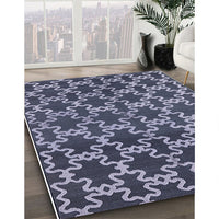 Mid-Century Modern Dark Blue Grey Blue Oriental Rug, urb815