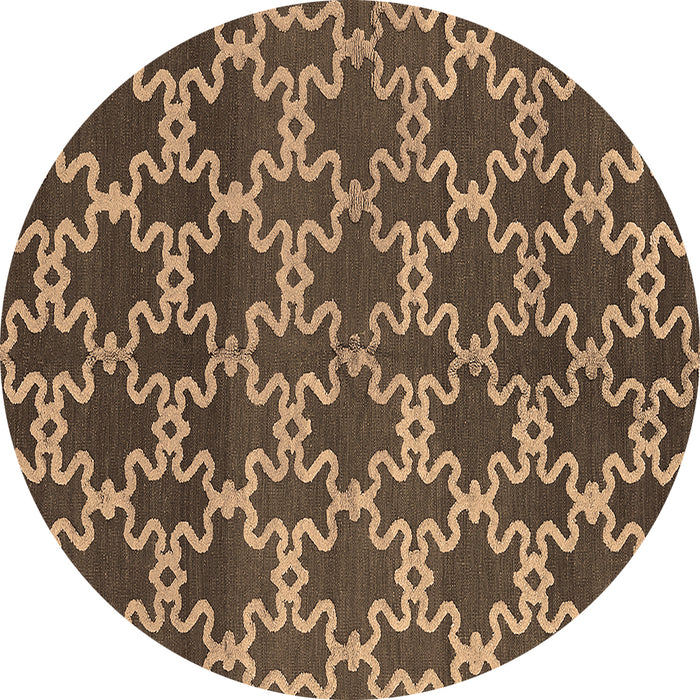 Round Oriental Brown Industrial Rug, urb815brn