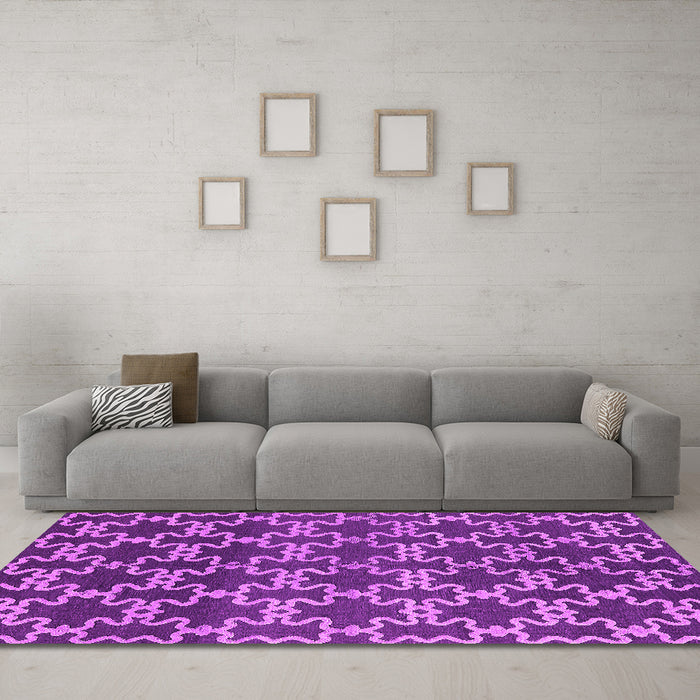 Machine Washable Oriental Pink Industrial Rug in a Living Room, wshurb815pnk