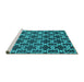 Sideview of Machine Washable Oriental Turquoise Industrial Area Rugs, wshurb815turq