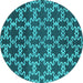 Round Machine Washable Oriental Turquoise Industrial Area Rugs, wshurb815turq