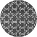 Round Machine Washable Oriental Gray Industrial Rug, wshurb815gry