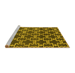 Sideview of Machine Washable Oriental Yellow Industrial Rug, wshurb815yw