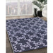 Mid-Century Modern Dark Blue Grey Blue Oriental Rug in Family Room, urb815