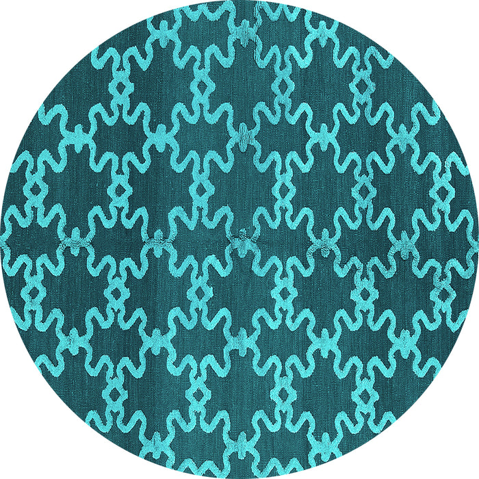 Round Oriental Turquoise Industrial Rug, urb815turq