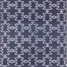 Square Mid-Century Modern Dark Blue Grey Blue Oriental Rug, urb815