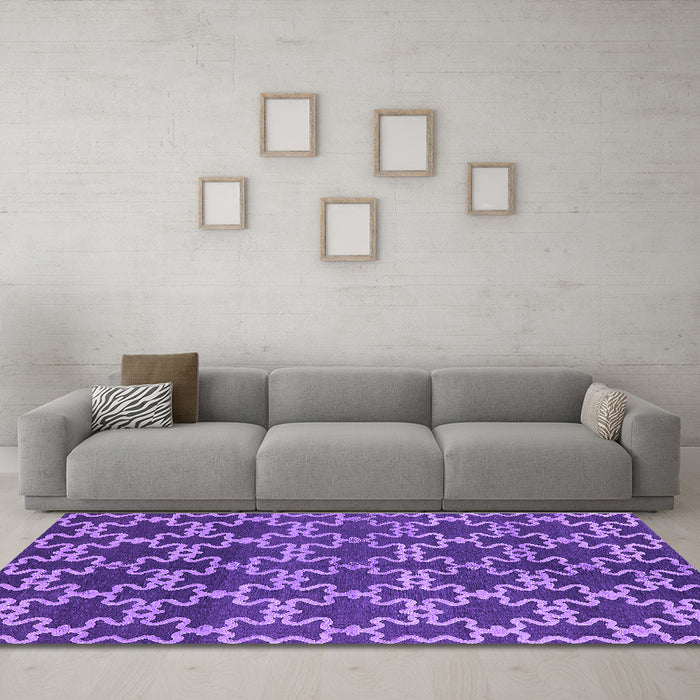 Machine Washable Oriental Purple Industrial Area Rugs in a Living Room, wshurb815pur