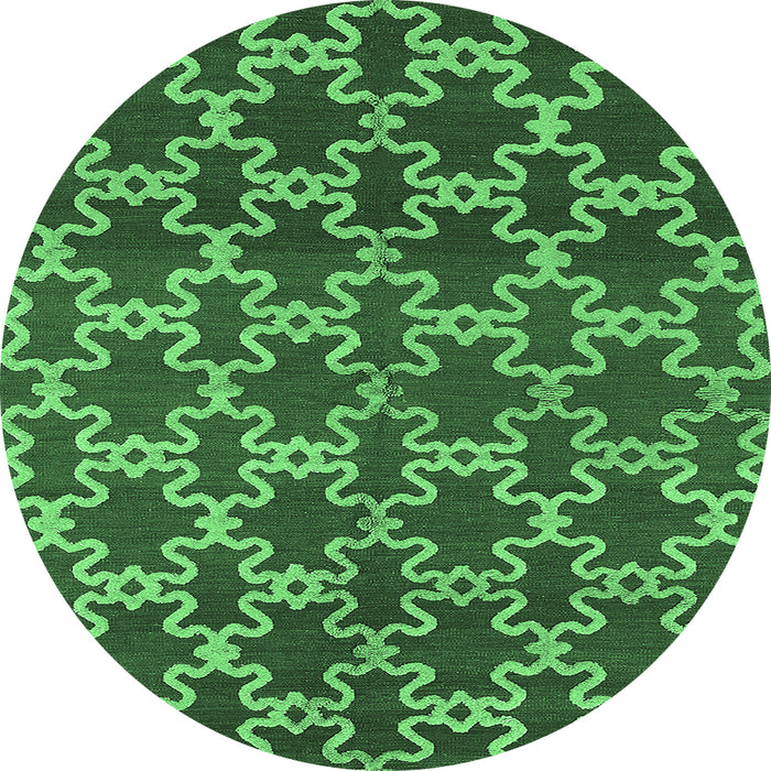 Round Machine Washable Oriental Emerald Green Industrial Area Rugs, wshurb815emgrn