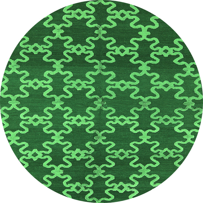 Round Machine Washable Oriental Green Industrial Area Rugs, wshurb815grn