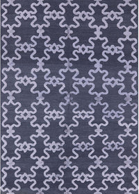 Machine Washable Industrial Modern Dark Blue Grey Blue Rug, wshurb815