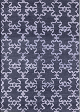 Machine Washable Industrial Modern Dark Blue Grey Blue Rug, wshurb815