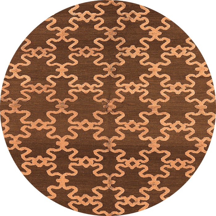 Round Machine Washable Oriental Orange Industrial Area Rugs, wshurb815org