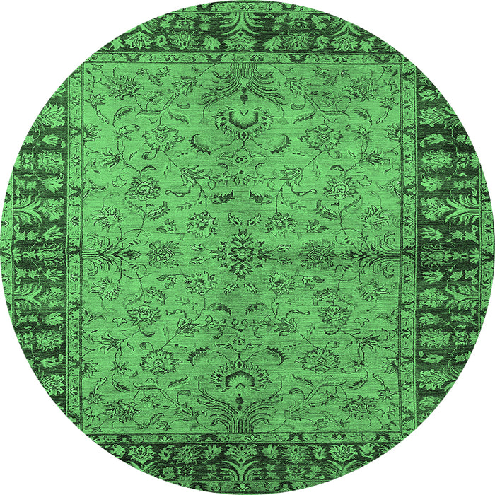 Round Oriental Emerald Green Traditional Rug, urb816emgrn