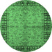 Round Oriental Emerald Green Traditional Rug, urb816emgrn