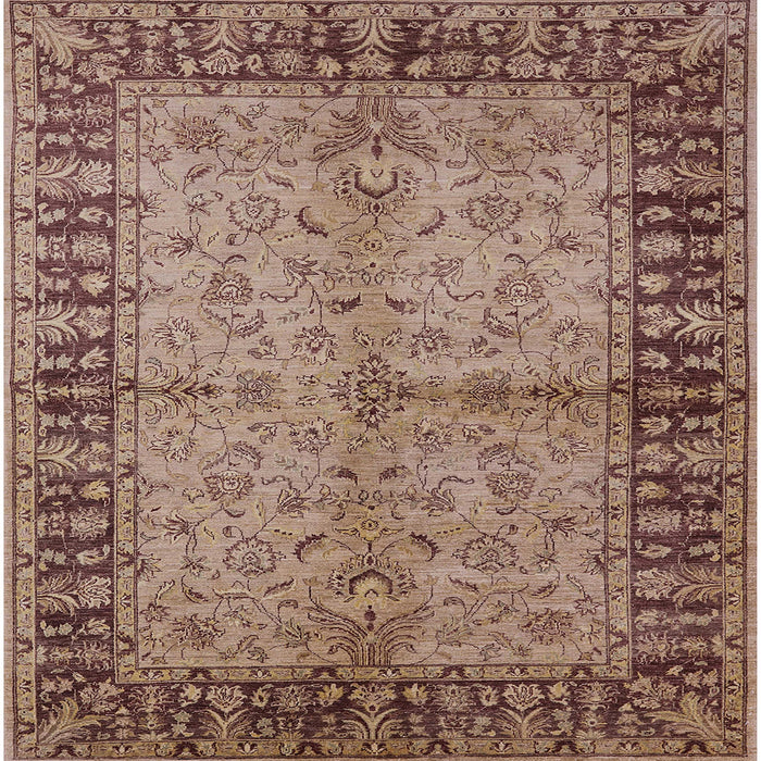 Square Mid-Century Modern Chestnut Brown Oriental Rug, urb816