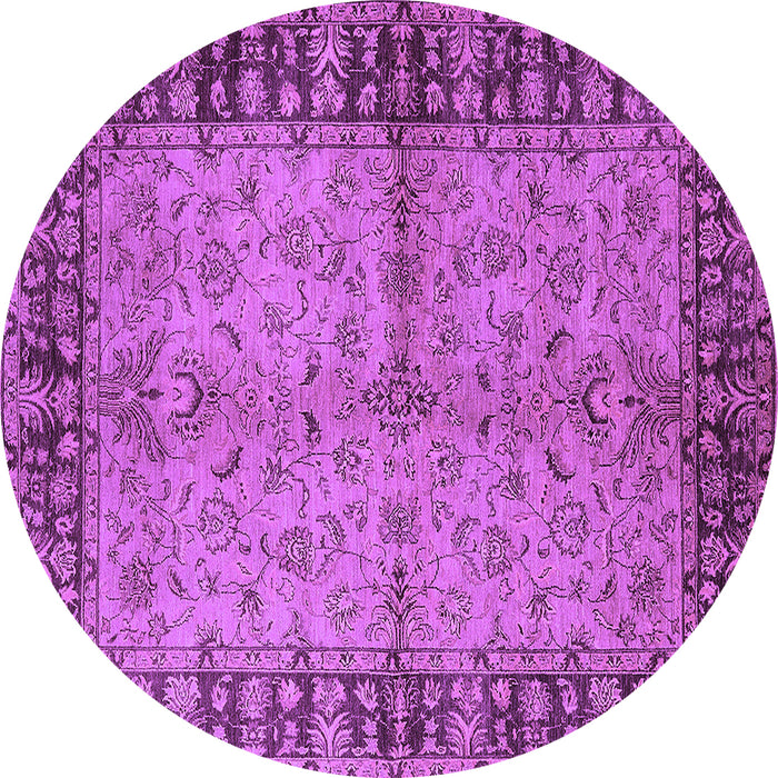 Round Machine Washable Oriental Purple Traditional Area Rugs, wshurb816pur