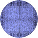 Round Oriental Blue Traditional Rug, urb816blu