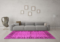 Machine Washable Oriental Pink Traditional Rug, wshurb816pnk