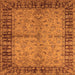 Square Machine Washable Oriental Orange Traditional Area Rugs, wshurb816org