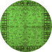 Round Oriental Green Traditional Rug, urb816grn
