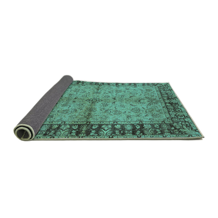 Sideview of Oriental Turquoise Traditional Rug, urb816turq