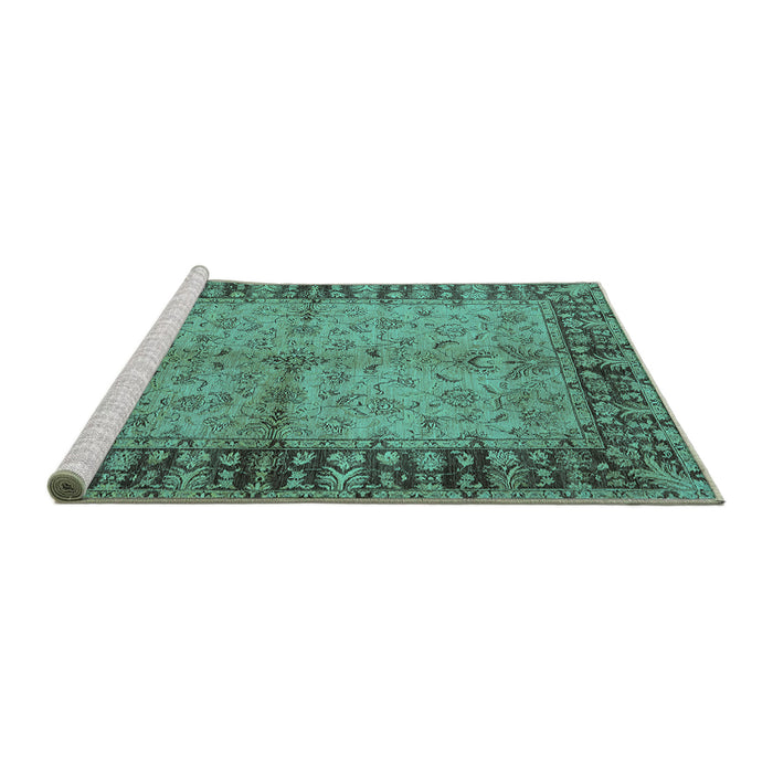Sideview of Machine Washable Oriental Turquoise Traditional Area Rugs, wshurb816turq