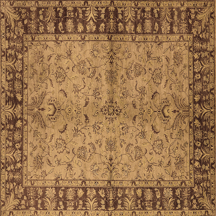 Square Oriental Brown Traditional Rug, urb816brn