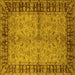 Square Machine Washable Oriental Yellow Traditional Rug, wshurb816yw