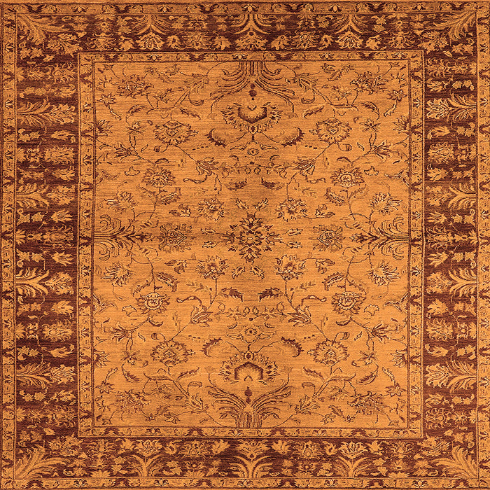 Square Oriental Orange Traditional Rug, urb816org