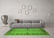 Machine Washable Oriental Green Traditional Area Rugs in a Living Room,, wshurb816grn