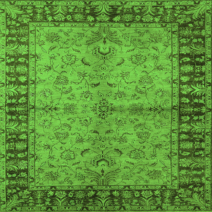 Square Oriental Green Traditional Rug, urb816grn