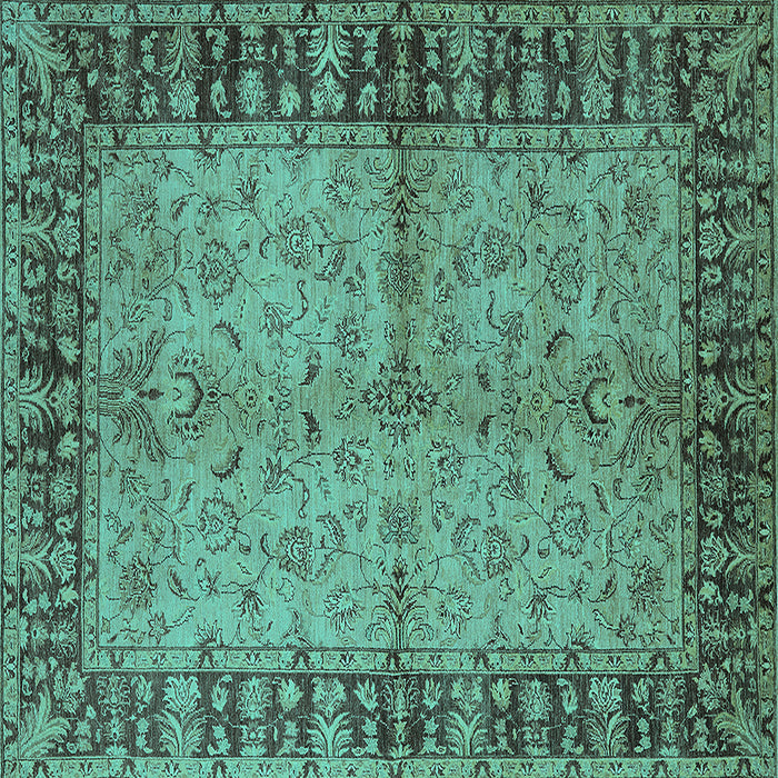 Square Oriental Turquoise Traditional Rug, urb816turq