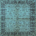 Square Machine Washable Oriental Light Blue Traditional Rug, wshurb816lblu