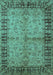 Machine Washable Oriental Turquoise Traditional Area Rugs, wshurb816turq