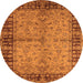 Round Oriental Orange Traditional Rug, urb816org