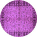 Round Oriental Purple Traditional Rug, urb816pur