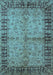 Machine Washable Oriental Light Blue Traditional Rug, wshurb816lblu