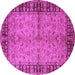 Round Oriental Pink Traditional Rug, urb816pnk