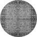 Round Machine Washable Oriental Gray Traditional Rug, wshurb816gry