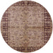 Round Mid-Century Modern Chestnut Brown Oriental Rug, urb816
