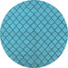 Round Machine Washable Oriental Light Blue Industrial Rug, wshurb817lblu