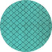 Round Oriental Turquoise Industrial Rug, urb817turq