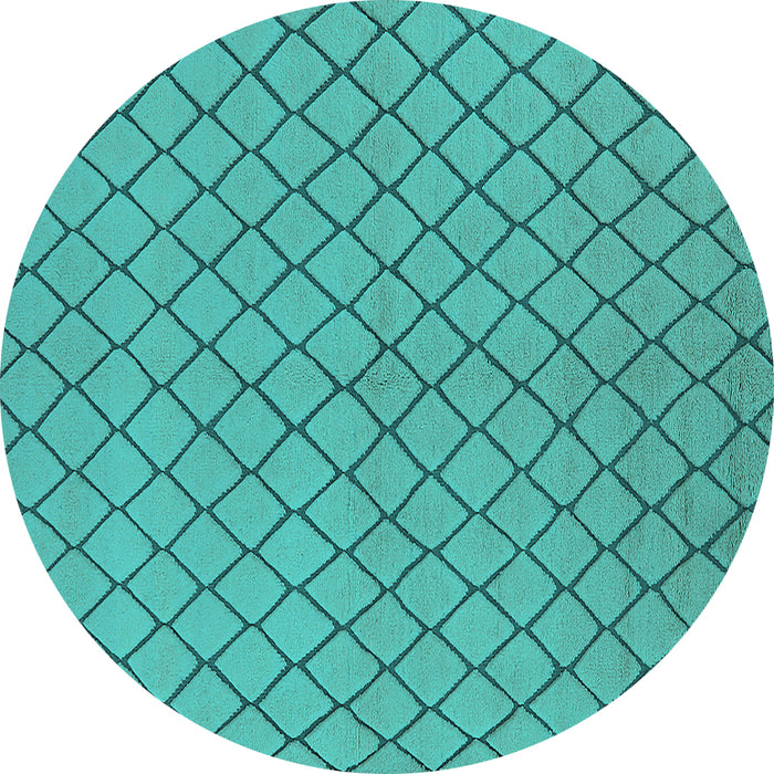 Round Machine Washable Oriental Turquoise Industrial Area Rugs, wshurb817turq