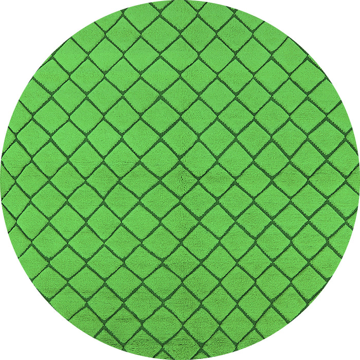 Round Machine Washable Oriental Green Industrial Area Rugs, wshurb817grn