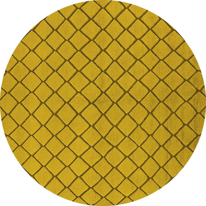 Round Machine Washable Oriental Yellow Industrial Rug, wshurb817yw