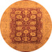 Round Oriental Orange Traditional Rug, urb818org