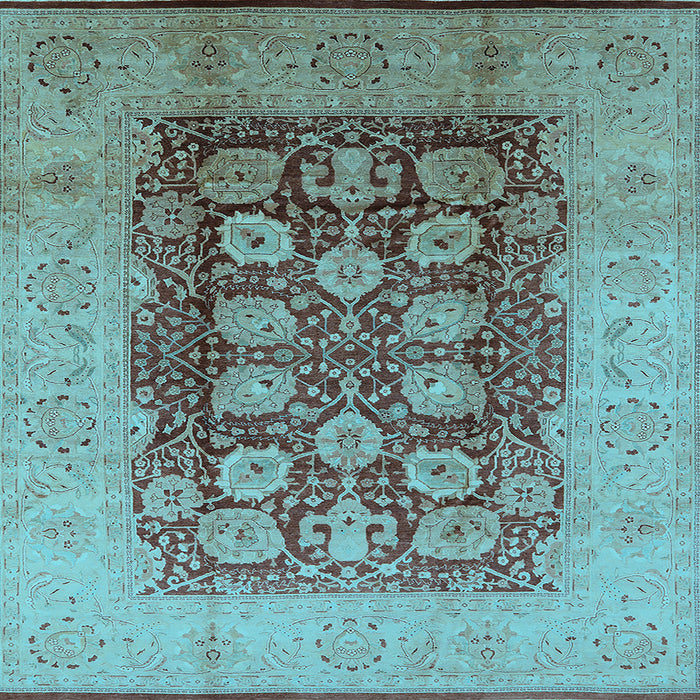 Square Machine Washable Oriental Light Blue Traditional Rug, wshurb818lblu