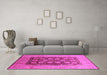 Machine Washable Oriental Pink Traditional Rug in a Living Room, wshurb818pnk