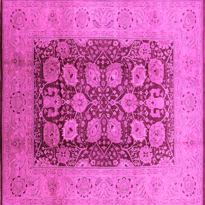 Square Machine Washable Oriental Pink Traditional Rug, wshurb818pnk